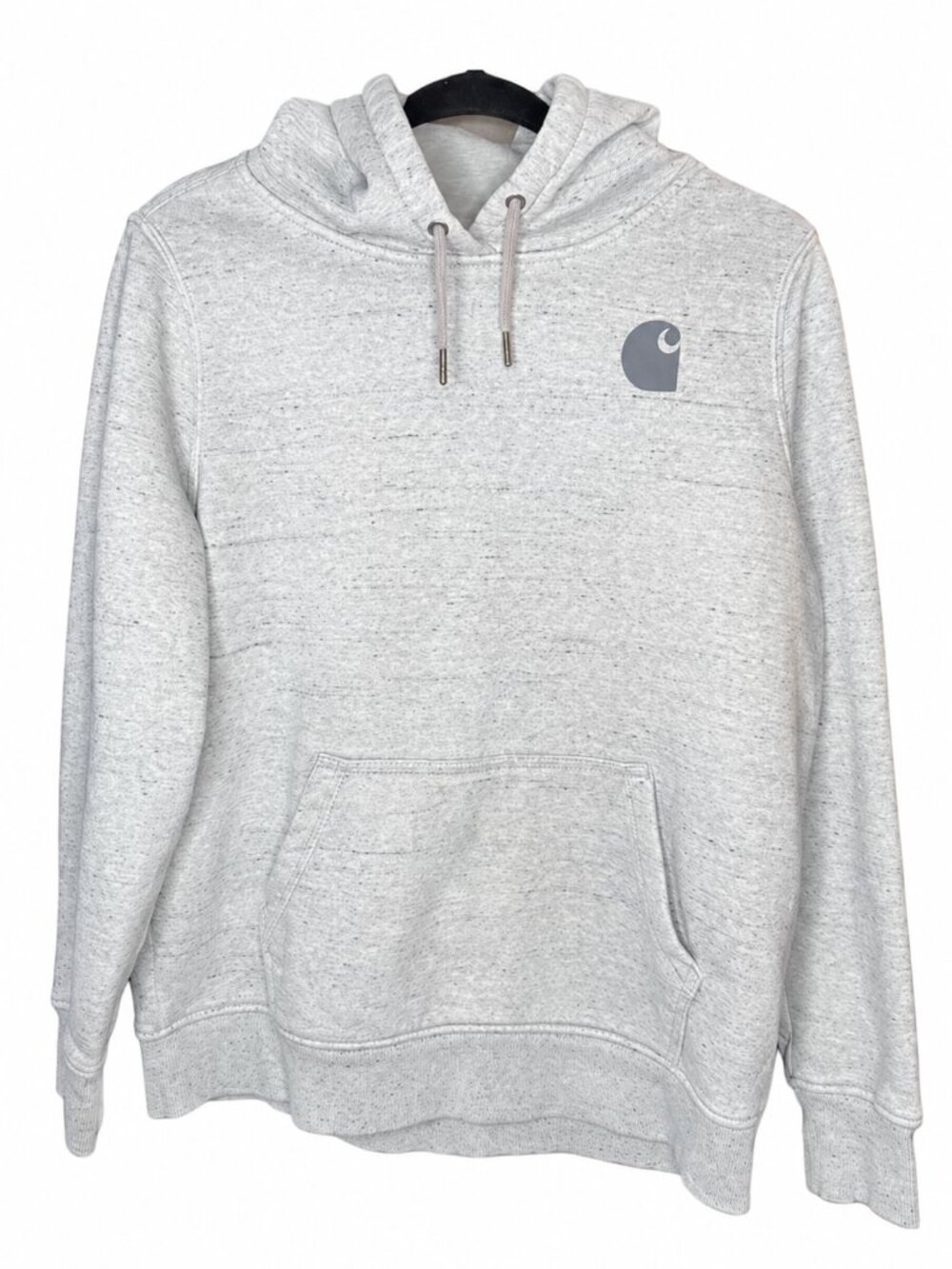 Carhartt Mens Gray Relaxed Fit Hoodie Medium Logo Pullover Sweatshirt Workwear